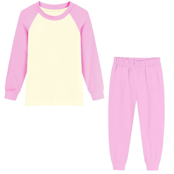 Rimyaw Toddler Boys Girls Pajamas Sets Kids 2-Piece Sleepwear Cotton Raglan Long Sleeve Casual Clothes 5T