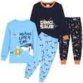 thumbnail image 1 of Rimyaw Toddler Boys Pajamas 4pcs Graphic Dinosaur Shark Sleepwear Sets Kids Cotton PJS Clothes 5T, 1 of 8