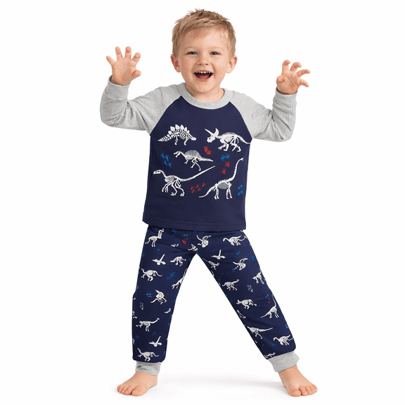 Rimyaw Toddler Boys Pajamas Set Dinosaur Car Graphic Sleepwears Kids Cotton Long Casual Clothes Size 8