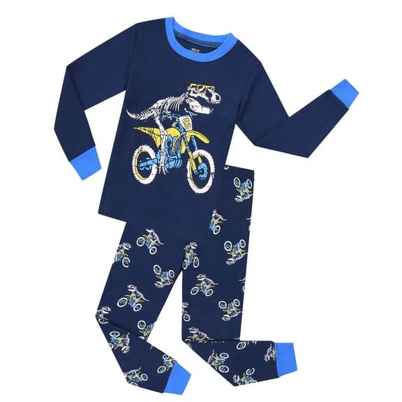 Rimyaw Toddler Boys Pajamas Set Dinosaur Car Graphic Sleepwears Kids Cotton Long Casual Clothes 4T