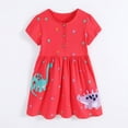 thumbnail image 1 of Rimyaw Toddler Girls Dinosaur Dress, Short Sleeve A-Line Sundress with Applique, Soft Summer Casual Red Dress, Size 2T, 1 of 7