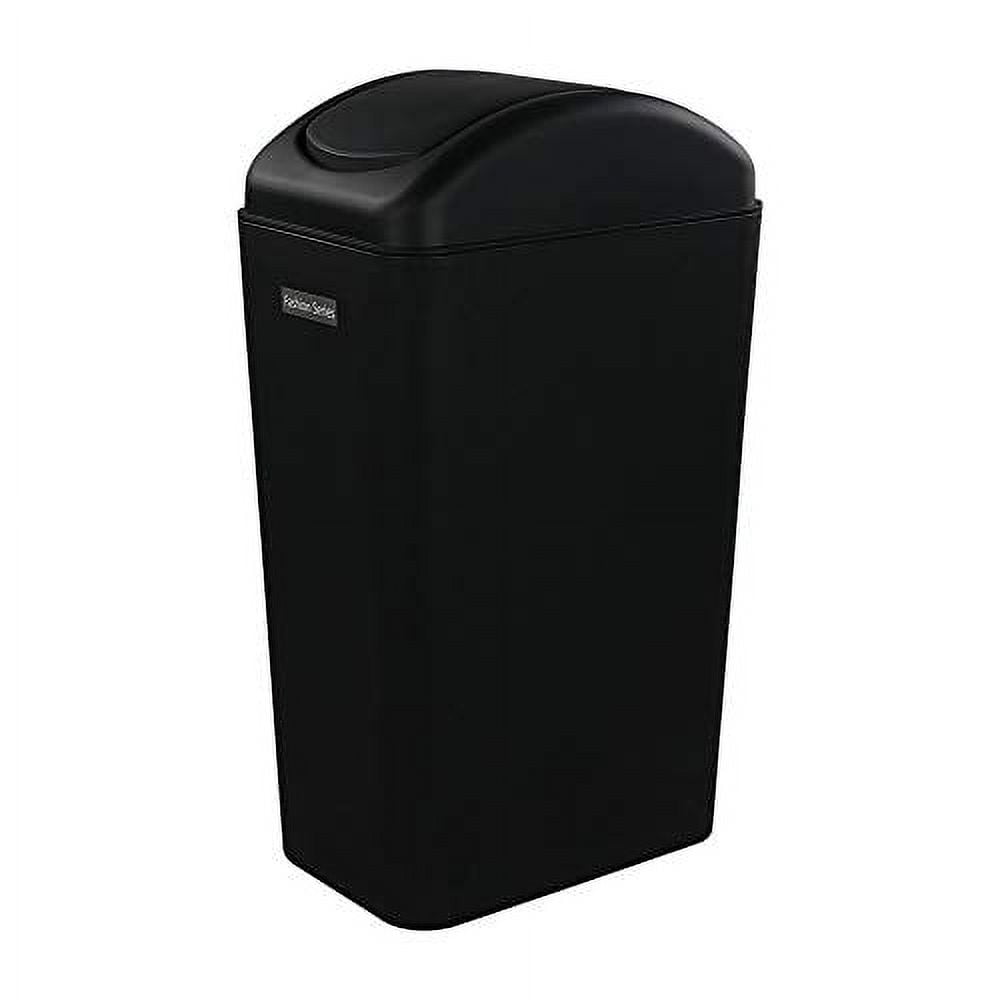 Rinboat Black 10 Liter Bathroom Trash Bin with Lid, Plastic Dustbin ...