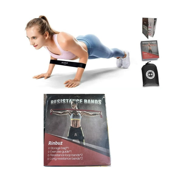 Rinbuz Anti Slip Loop Exercise Resistance Bands Set  2 loop bands | 2 long elastic bands