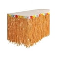 thumbnail image 1 of Rinco Luau Grass Table Skirt Decoration w Tropical Flowers, 9'x29", 1 of 2