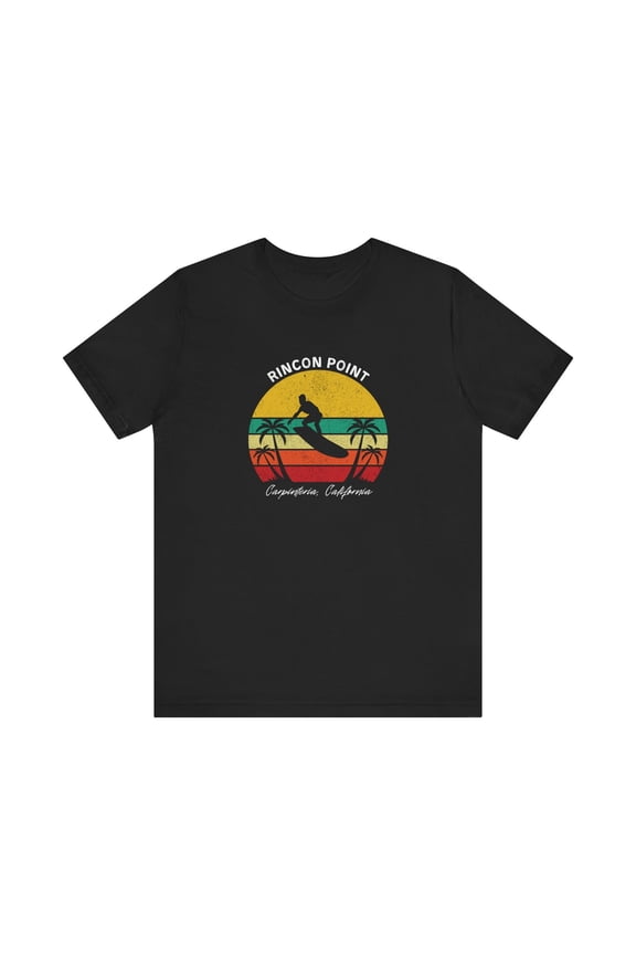 Rincon Point Carpenteria CA Surf T-Shirt Retro Sunset Surfer Men's Tee