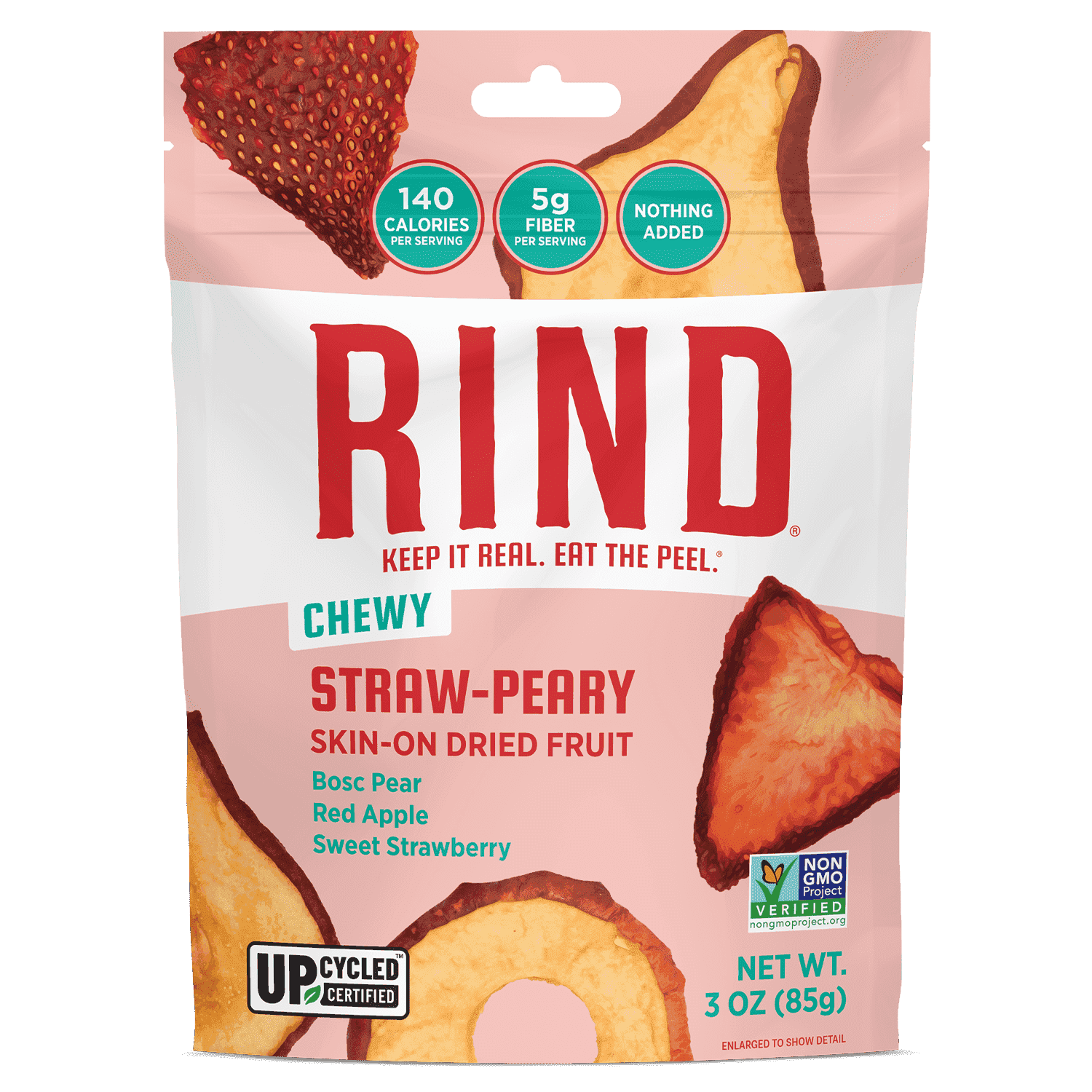 Rind Snacks Skin-On Dried Fruit Straw-Peary - 3 oz Pack of 4