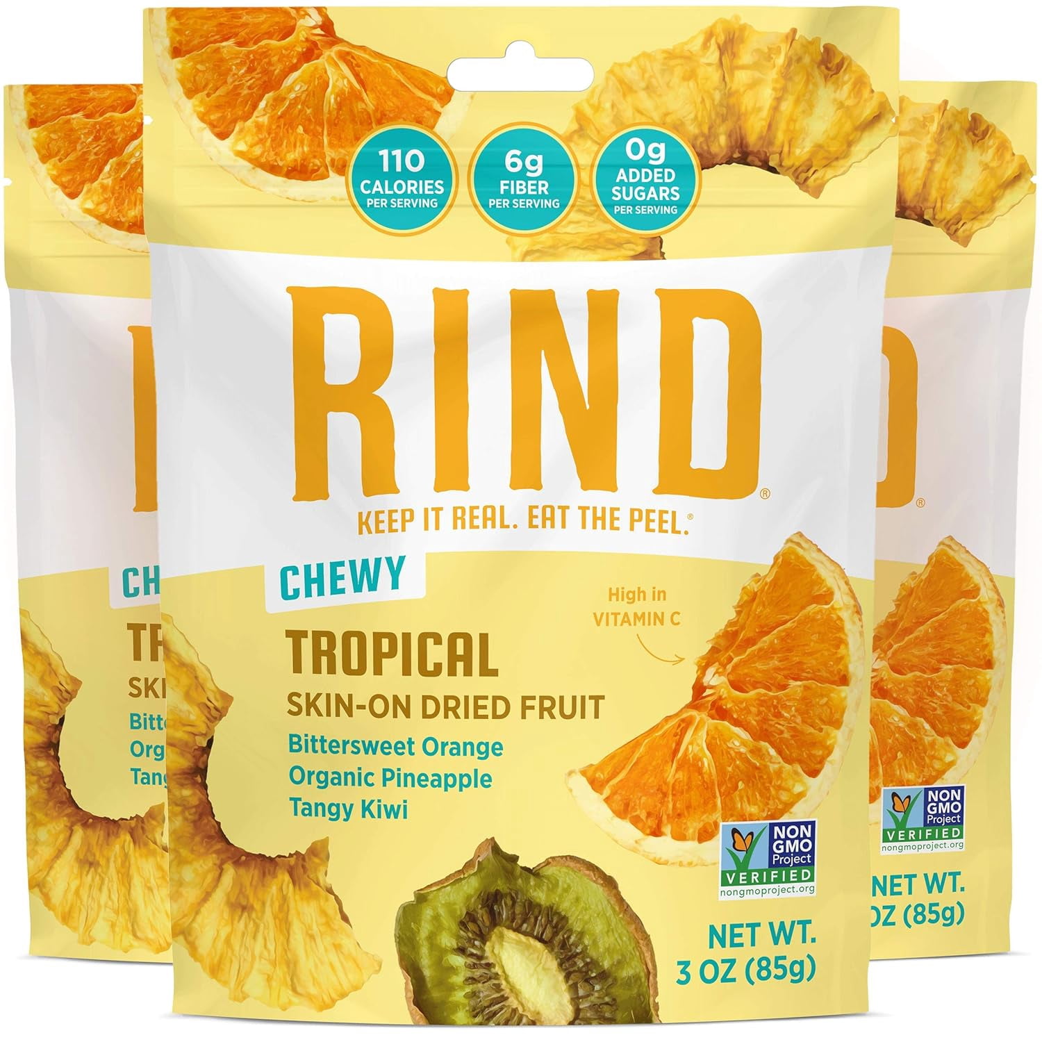 Rind Snacks Skin-On Dried Fruit Tropical - 3 oz Pack of 3