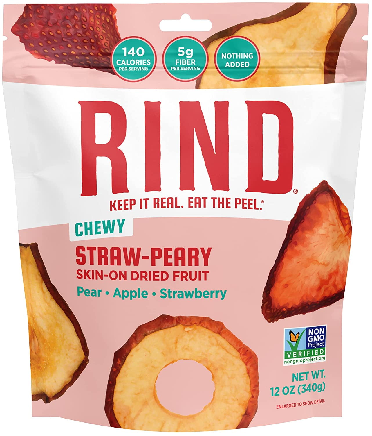 Skin Rinds RIND Snacks Skin-On Dried Strawberries, Pears, Apples, High Fiber, 12 ...