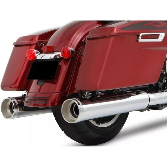 Rinehart 4.5" MotoPro 45 Slip-On Exhaust Chrome with Chrome Traditional End Caps