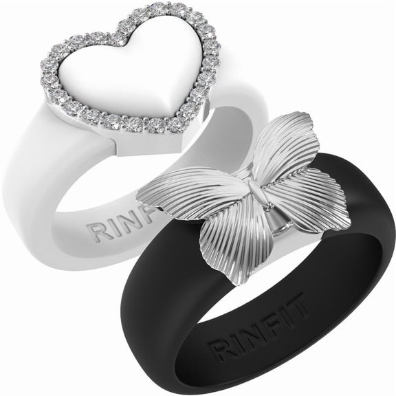 Rinfit Silicone Rings - Heart & Butterfly Collection - 2 Rings Set | Patent Pending Design