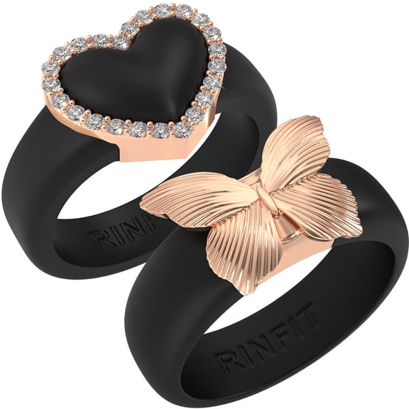 Rinfit Silicone Rings - Heart & Butterfly Collection - 2 Rings Set | Patent Pending Design