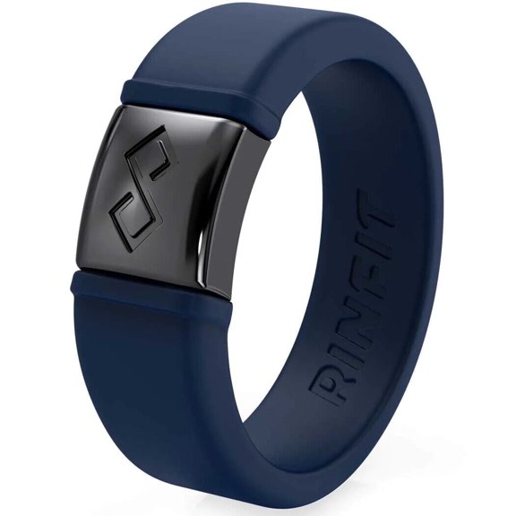 Rinfit Silicone Rings for Men - Male Rubber Wedding Bands - Metal Infinity Collection