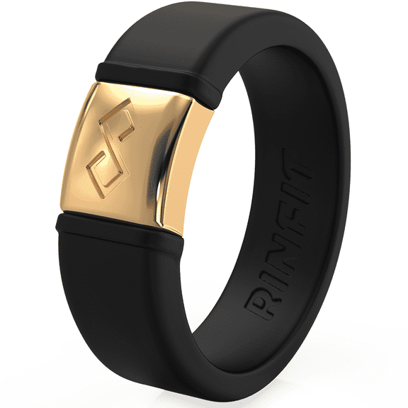 Rinfit Silicone Rings for Men - Male Rubber Wedding Bands - Metal Infinity Collection