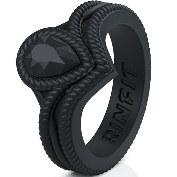 Rinfit Silicone Rings for Women - Female Wedding Rubber Bands - Pear Diamond Collection