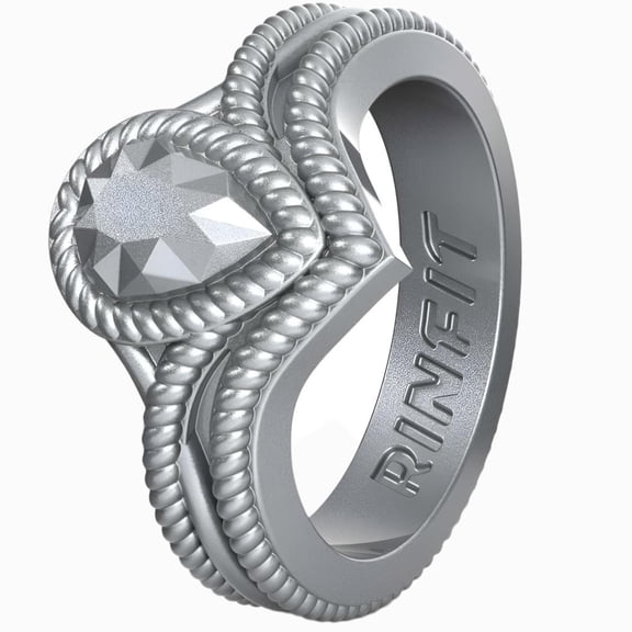 Rinfit Silicone Rings for Women - Female Wedding Rubber Bands - Pear Diamond Collection