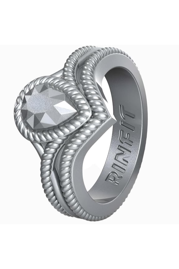 Silicone Rings for Women - Female Wedding Rubber Bands - Pear Diamond Collection