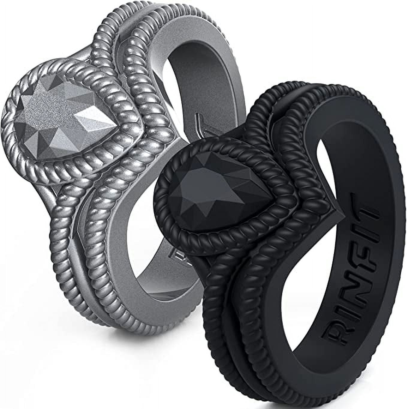 Rinfit Silicone Rings For Women – 6mm Wide, 2mm Thick Rubber Wedding Bands, Patented Design, Pack AB, Size 7 - View #2
