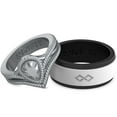 thumbnail image 1 of Rinfit Silicone Rings for Women & Men - Couple Sets Rubber Wedding Bands - Black & White, Diamond Silver, 1 of 7