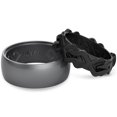 thumbnail image 1 of Rinfit Silicone Rings for Women & Men - Couple Sets Rubber Wedding Bands - Inner Step Edge & Space Collection - Gunmetal Gray, Black, 1 of 12