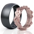 thumbnail image 1 of Rinfit Silicone Rings for Women & Men - Couple Sets Rubber Wedding Bands - Inner Step Edge & Space Collection - Gunmetal Gray, Rose Gold, 1 of 11