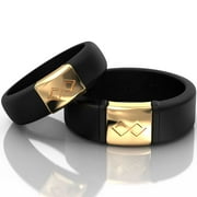 Rinfit Silicone Rings for Women & Men - Rubber Wedding Bands for Couples - Black & Gold