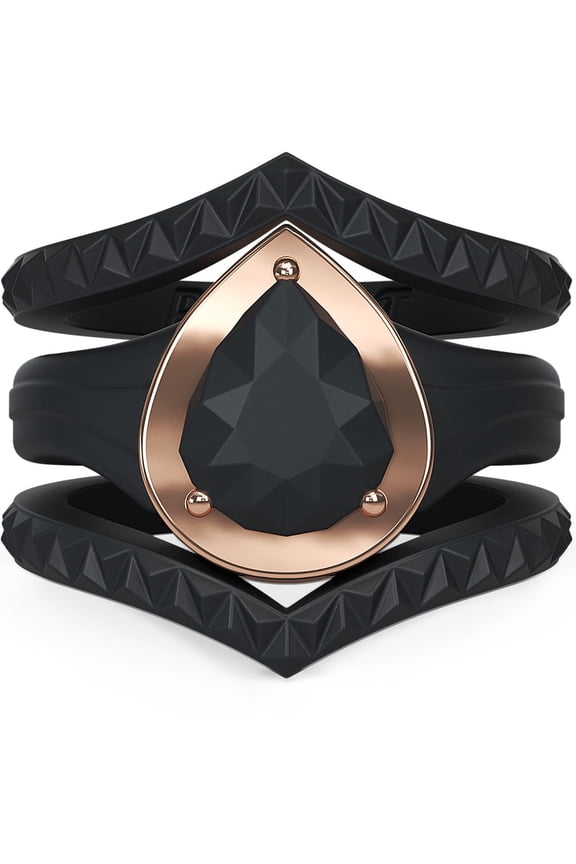 Silicone Rings for Women - Metal-Framed with 2 Stackable Rings - Silicone Rings Wedding Bands Women