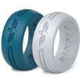 thumbnail image 1 of Rinfit Silicone Wedding Ring for Men - Soft Rubber Wedding Band Replacement - Eagle Collection - 2 pack, 1 of 7