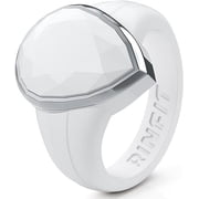 Rinfit Silicone Wedding Ring for Women - Soft Rubber Wedding Band Replacement - Oversized Diamond Pear Metal Framed Collection