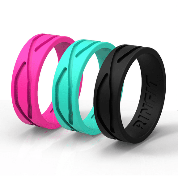 Rinfit Silicone Wedding Rings for Women - 4Love Collection - 3 Rings Pack