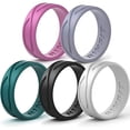 thumbnail image 1 of Rinfit Silicone Wedding Rings for Women - 4Love Collection - 5 Rings Pack, 1 of 8