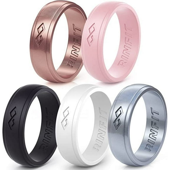 Rinfit Silicone Wedding Rings for Women - Infinity Collection - 5 Rings Pack