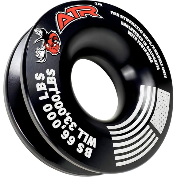 Ring 66,000 lbs Off-Road Winch Pulley for Synthetic Rope & Soft Shackles Snatch Block Alternative for ATV UTV SUV 4x4 - 1 count Black