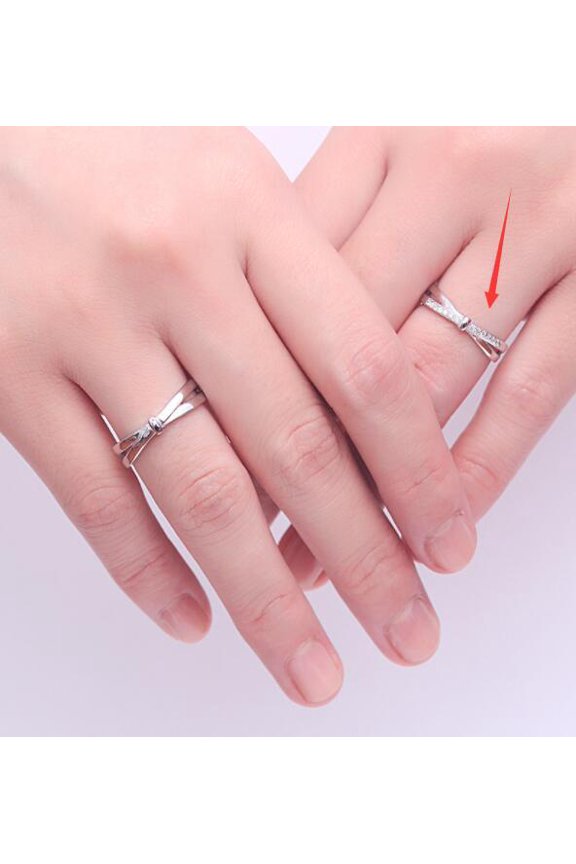 Ring Adjustable Opening Love Interwoven Imitation Diamond Pair Ring