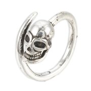 Ring Finger Ring Skull Antique Silver Adjustable Statement Polished Comfort Fit P397