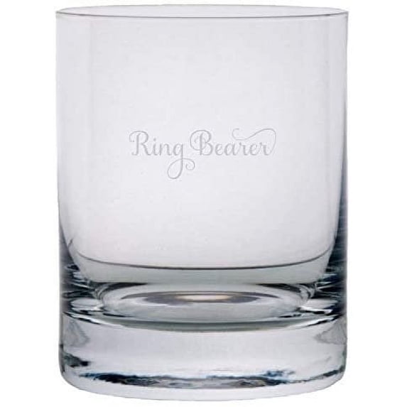 Ring Bearer Samantha Font Wedding Party Themed Etched 11oz Crystal Rocks Whisky Glass