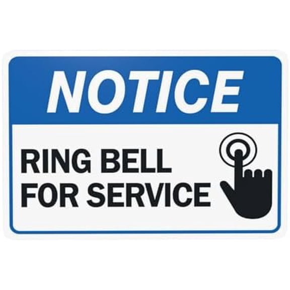 Ring Bell for Service Warning Sign, Office Security Metal Signs for Home Business Outdoor Indoor Road Yard Garage Street Wall Safety Caution Custom Decor 12 x 8 Inch
