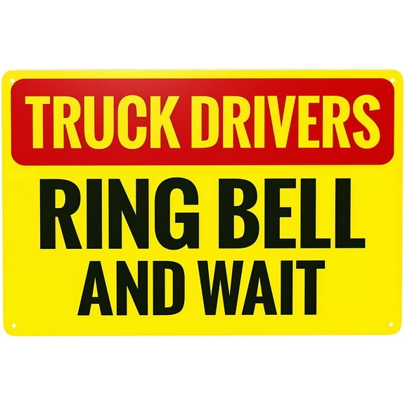 Ring Bell And Wait Warning Sign - 8"x12" Truck Safety Security Metal Sign for Home Business Outdoor Indoor Road Yard Garage Street Wall, Delivery Zone