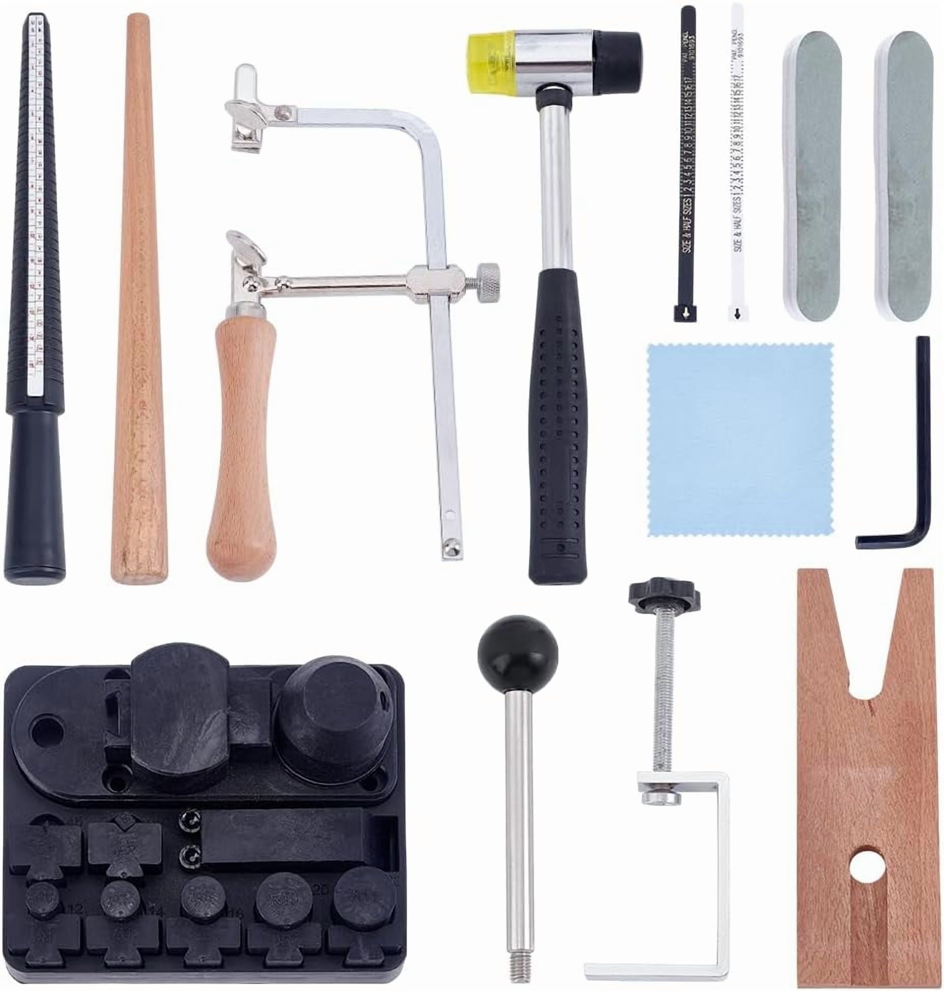 GLOBLELAND Ring Bender Tool Kit for Spoon Rings DIY Spoon Ring Maker Machine Spoon Heavy Duty Ring Bender for Jewelry Making Ring Press Machine Ring Sizer Ring Mandrel Rubber Hammer diy