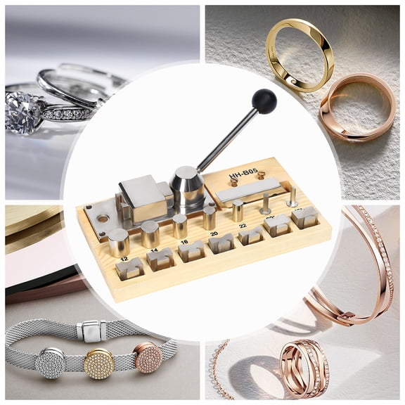 Ring Bending Tool 7 Mold Sizes 0.47"-0.87" with 45 & 90 Nickel Plated Steel Jewelry Making Kit for Soft Metals Earring Craft - Compact Bench Top