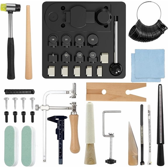 Ring Bending Tool Kit, Spoon Rings Maker Machine Jewelry Making Kit, Complete Rings Bending Tool Set Measuring Kit Making for DIY Crafting Metal Bending