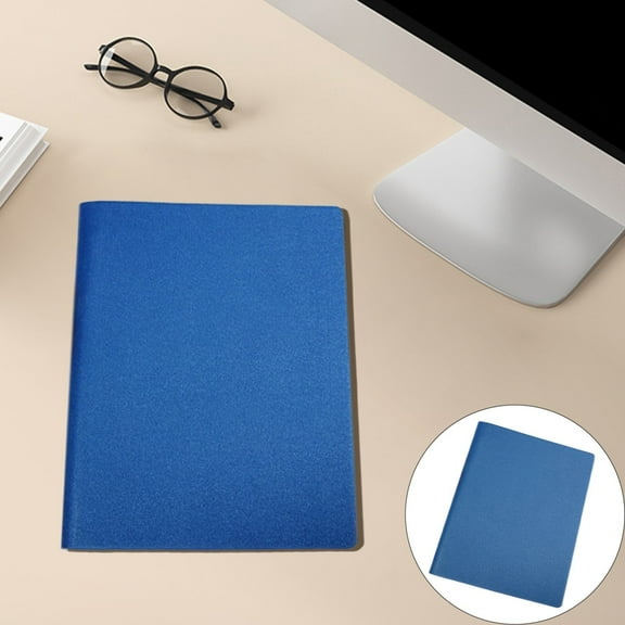 Ring Binder Cover,A7 Kraft Leather Notebook Binder Mini Refillable Loose Leaf Personal Planner with 50 Sheets Paper, Blue