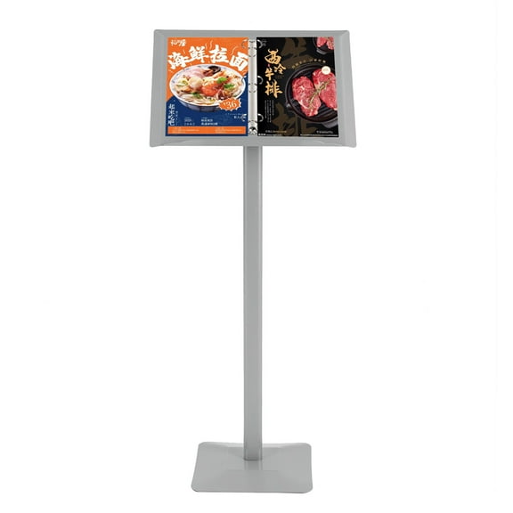 Ring Binder Lectern Stand Menu Stand Catalogue Browser Floor Stand Brochure Silver/Black