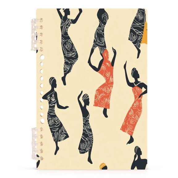 Ring Binder Notebook Journey Note Diary College Ruled Spiral Notebook Study Loose Leaf Dancing Woman Paper A5 60 Pages