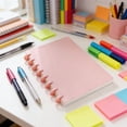 thumbnail image 1 of Ring Binder Notebook, Refillable Loose Leaf Journal, Button Fastened Removable Pages A5 Notebook for Office, School and Meeting Use, 1 of 6
