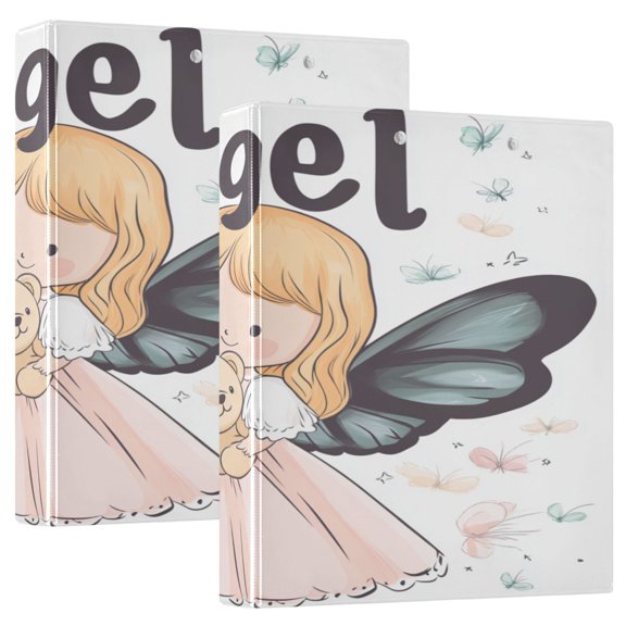 Ring Binders Angel Holding Bear Drawing Presentation1.5-inch, Slant Ring One-Touch
