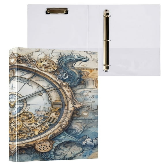 Ring Binders Antique Clock Printing Presentation1.5-inch, Slant Ring One-Touch