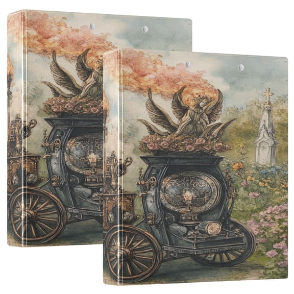 Ring Binders Art Steampunk Train Presentation1.5-inch, Slant Ring One-Touch