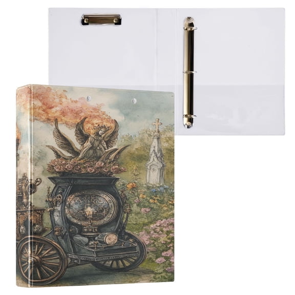 Ring Binders Art Steampunk Train Presentation1.5-inch, Slant Ring One-Touch