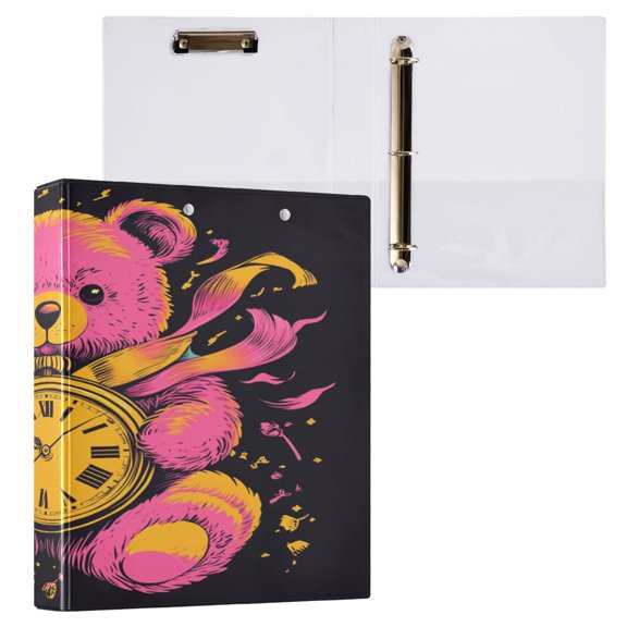 Ring Binders Bear Hug Clock Presentation1.5-inch, Slant Ring One-Touch