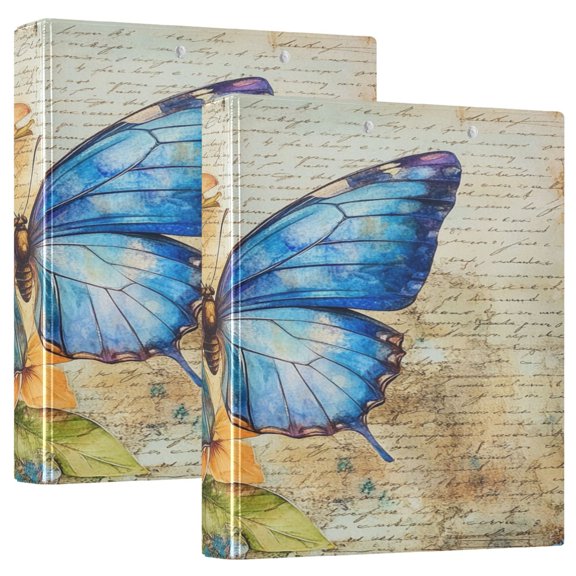 Ring Binders Blue Butterfly Printed Presentation1.5-inch, Slant Ring One-Touch